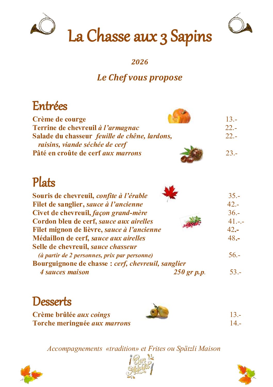3 sap carte de La Chasse septembre-oct. 2026